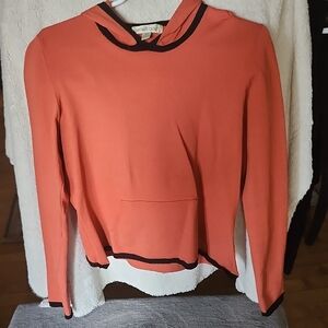 Coral Hoodie with Black Trim
